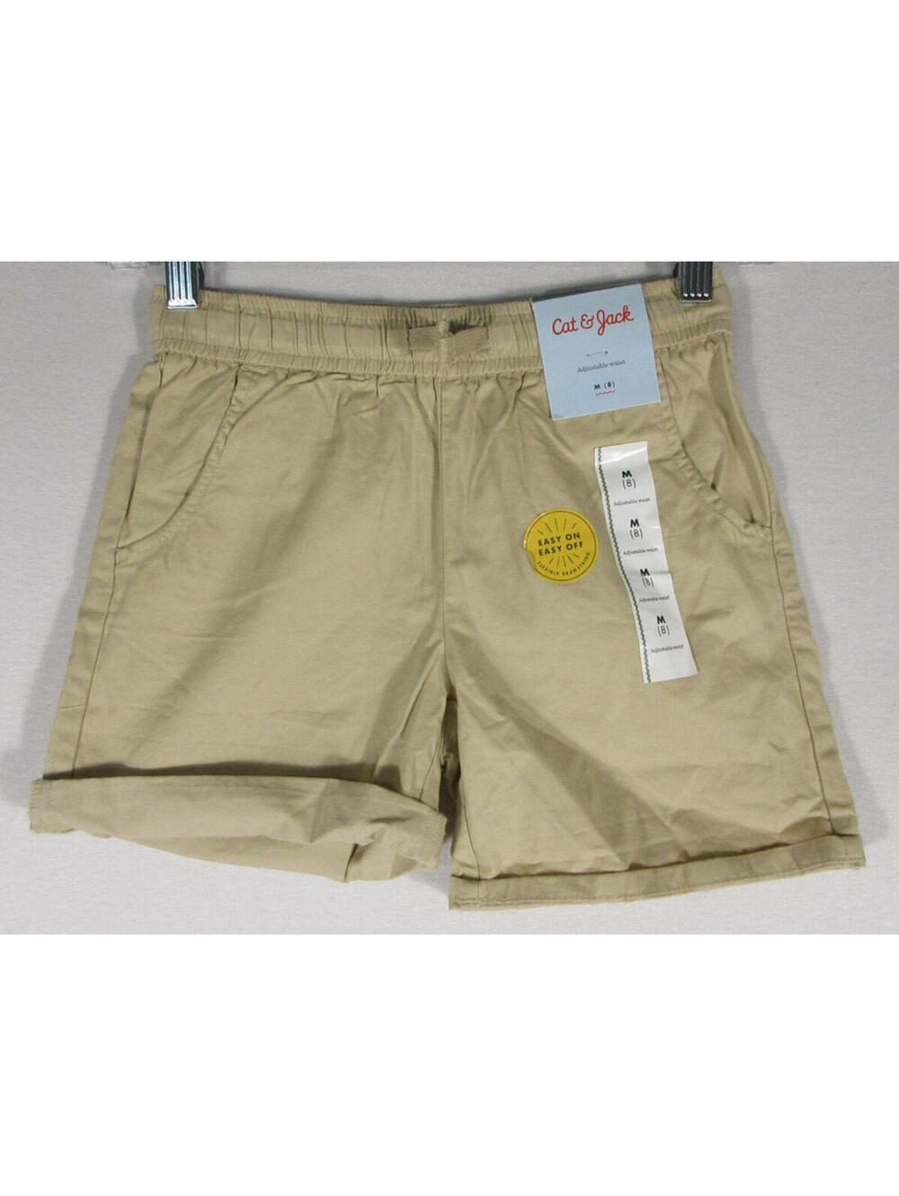 Cat & Jacket Boys Flat Front Chino Shorts Adjustable Waist Size M Beige